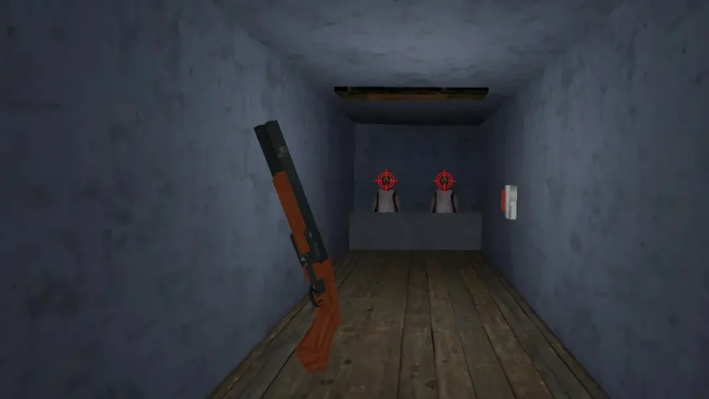 Granny 4 The Rebellion evindeki atış poligonu odası
