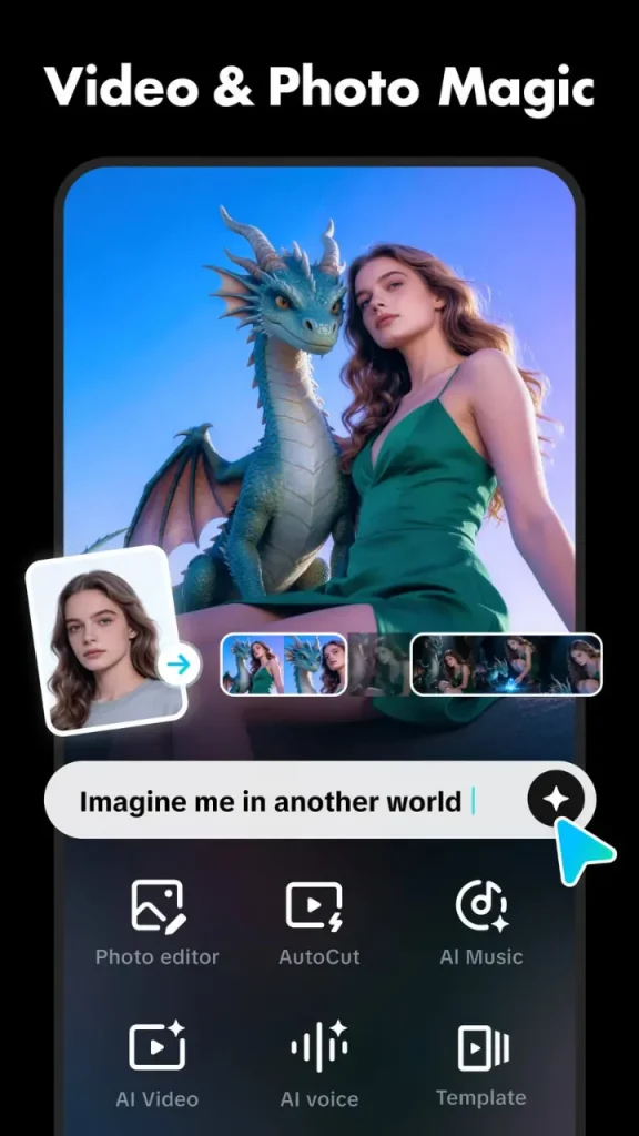CapCut Pro APK, yaratıcı görsel efektler oluşturan yapay zeka destekli video ve fotoğraf düzenleme araçlarıdır.
