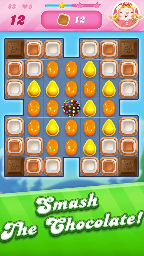Candy Crush Saga'da çikolata engellerini kırma görevi