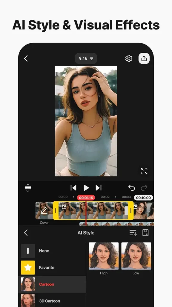 KineMaster APK yapay zeka stil ve görsel efekt araçları