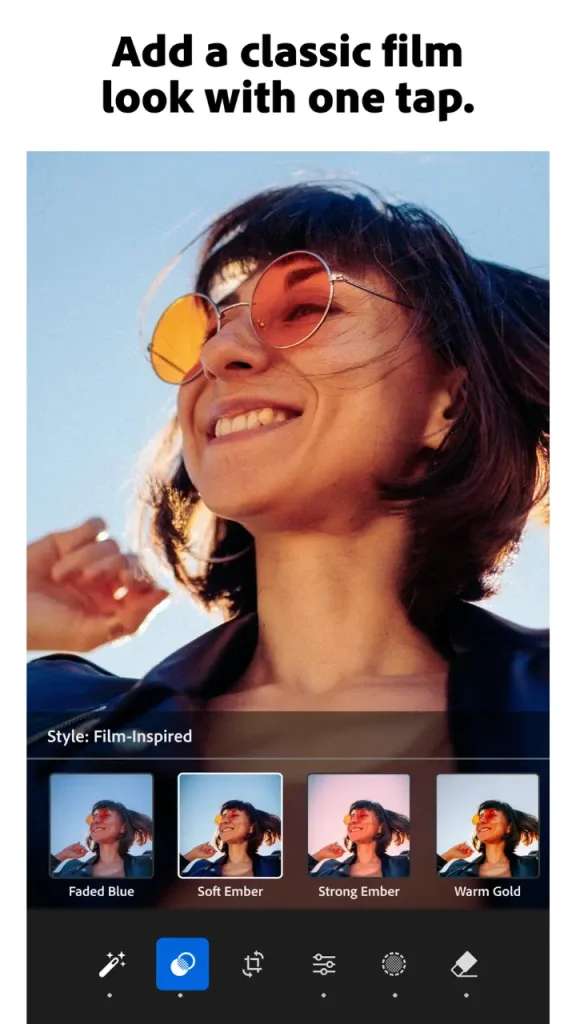 Lightroom APK'de tek dokunuşla film görünümü uygulama