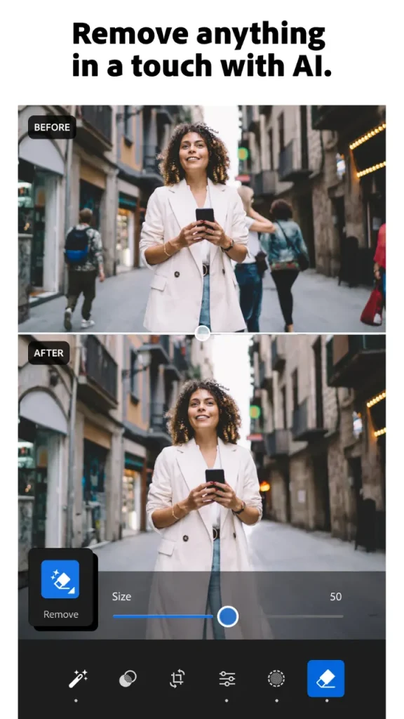 Lightroom APK kullanarak fotoğraftan istenmeyen nesneleri kaldırma