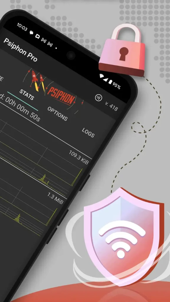 Psiphon Pro VPN kullanarak güvenli Wi-Fi bağlantısı sağlayan mobil cihaz